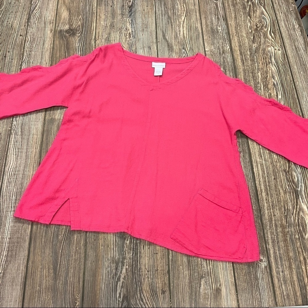 SOFT Surroundings Pink Shirt Cotton Blouse Petite Medium